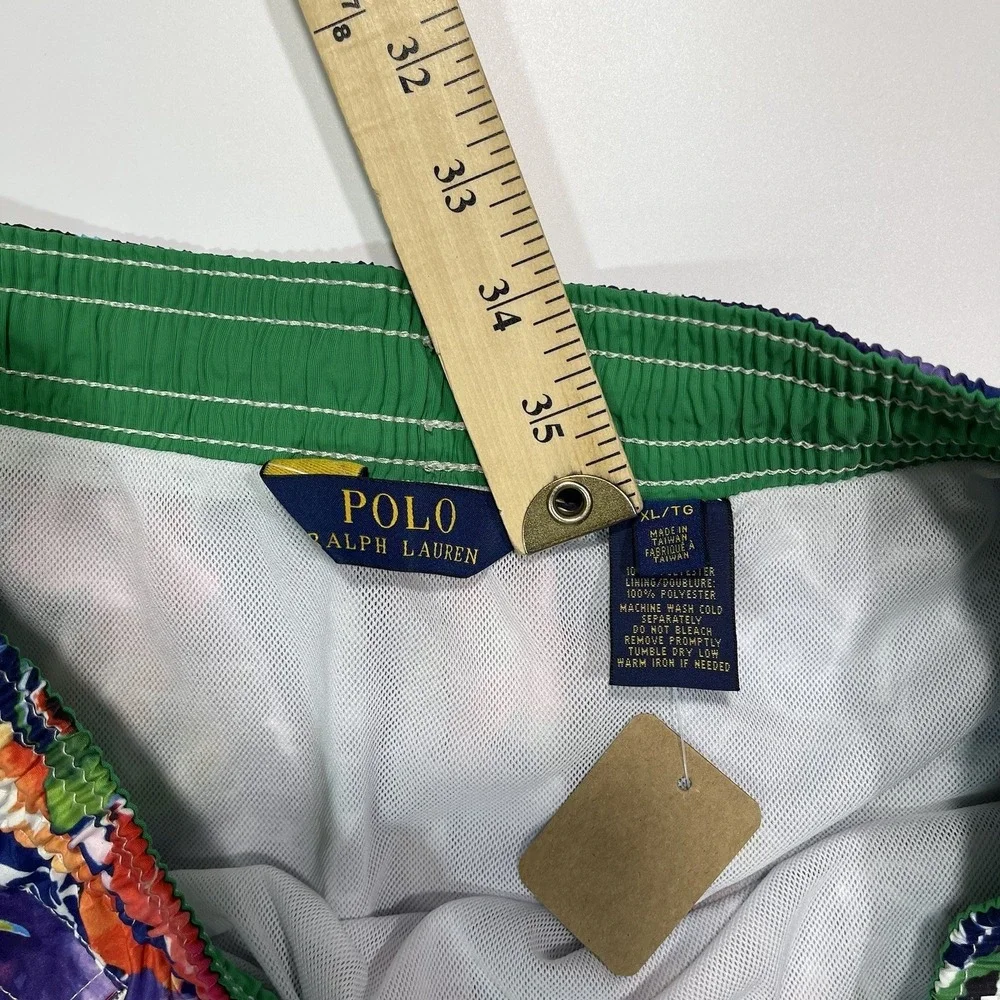 Polo Ralph Lauren‎ Mens Swim Trunks Shorts Blue Floral Print Drawstring Size XL